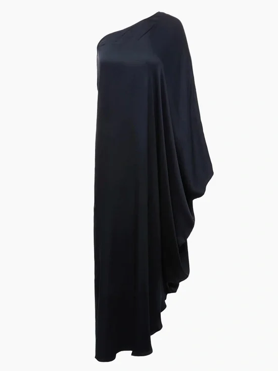 L'AGENCE One-Shoulder Black Asymmetric Evening Dress - Picture 3 of 7